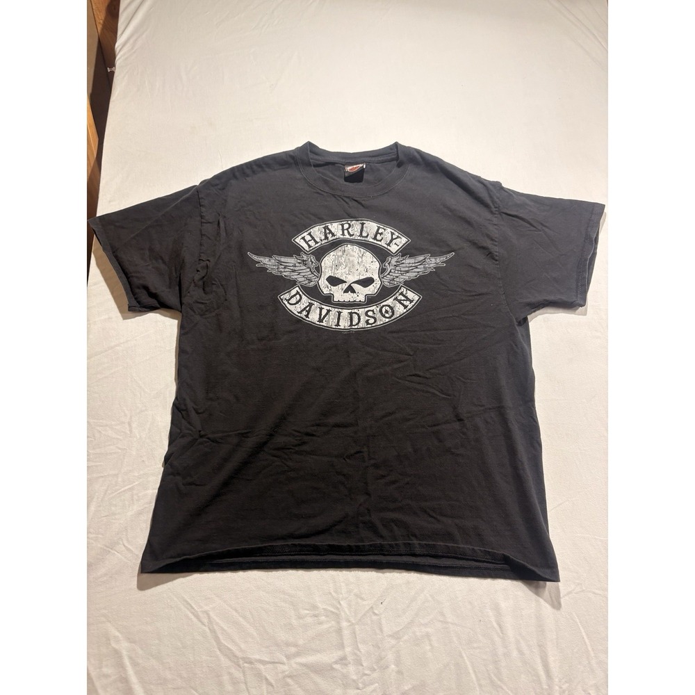 Harley-Davidson Skull Wings Graphic T-Shirt Black Mens 2XL Biker 30298302